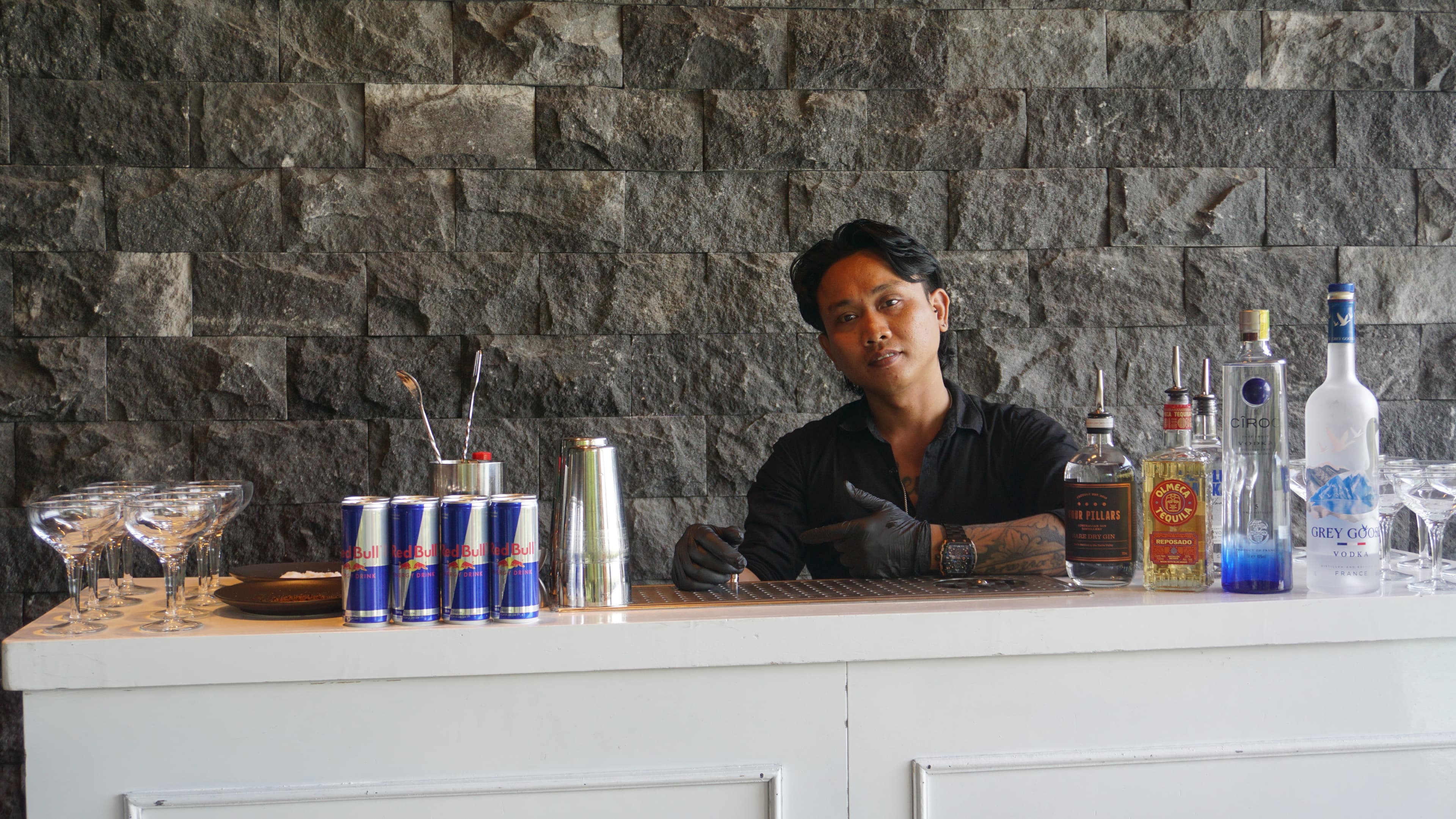 Bar setup at a Bali bucks party