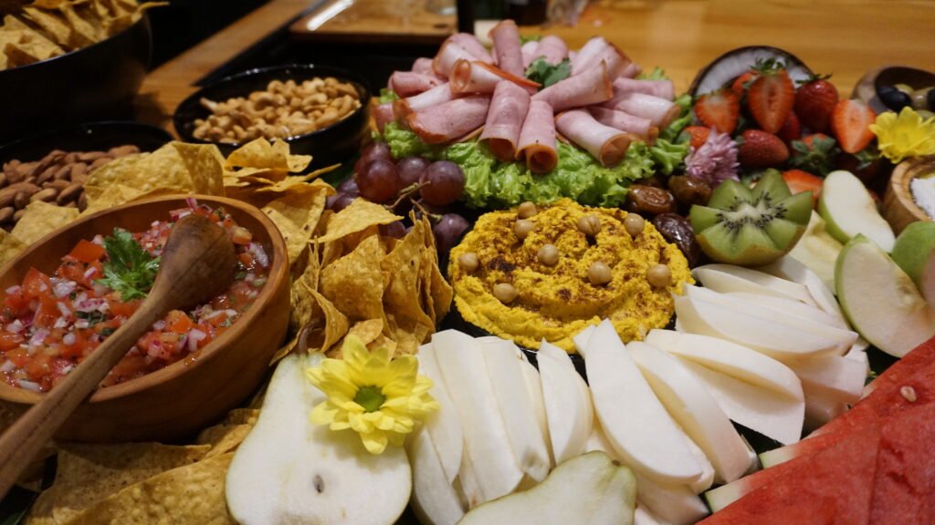 Grazing platter and cocktail catering for a Bali villa event