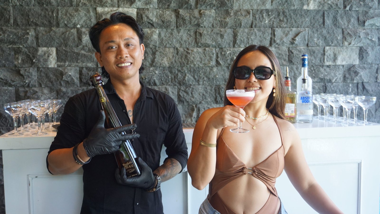 Drinks and entertainment at a Bali villa party