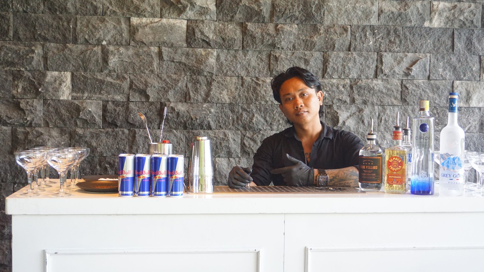 Guests enjoying cocktails at a private villa party in Bali