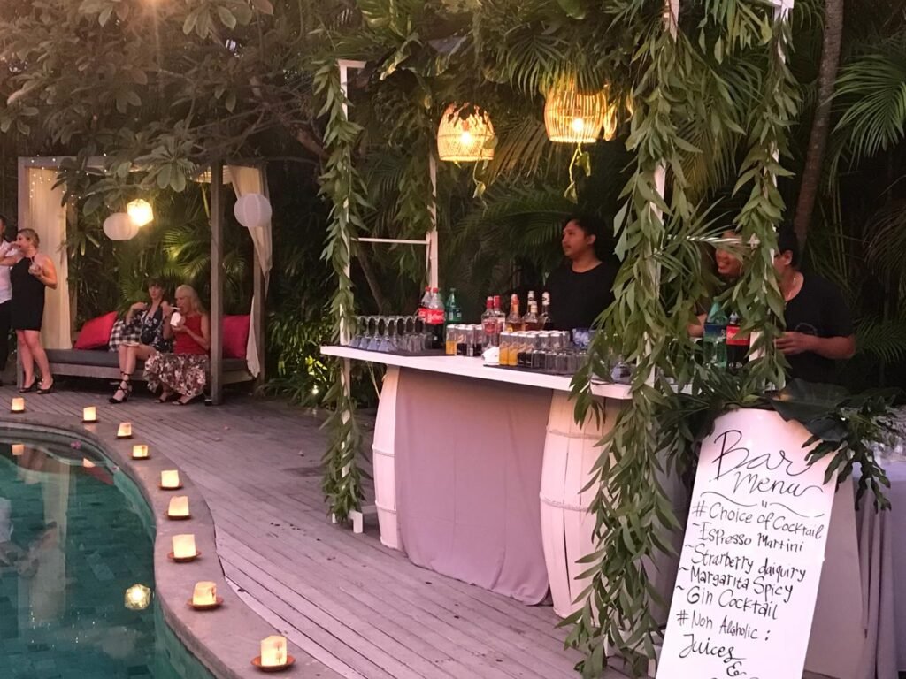 Cocktail service at a private event in Bali